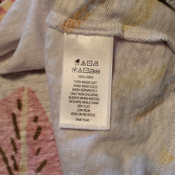 Cynthia Rowley 100% Linen Top Womens Size Medium Tropical Leaf Print Casual - Picture 4 of 8